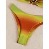 imageFloerns Womens 2 Piece Ombre 3D Floral Appliques Bikini Set Tube Top High Cut SwimsuitArmy Green