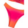 imageFloerns Womens 2 Piece Ombre 3D Floral Appliques Bikini Set Tube Top High Cut SwimsuitOrange and Pink