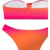 imageFloerns Womens 2 Piece Ombre 3D Floral Appliques Bikini Set Tube Top High Cut SwimsuitOrange and Pink