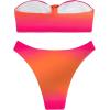 imageFloerns Womens 2 Piece Ombre 3D Floral Appliques Bikini Set Tube Top High Cut SwimsuitOrange and Pink