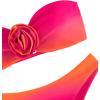 imageFloerns Womens 2 Piece Ombre 3D Floral Appliques Bikini Set Tube Top High Cut SwimsuitOrange and Pink