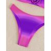 imageFloerns Womens 2 Piece Ombre 3D Floral Appliques Bikini Set Tube Top High Cut SwimsuitPurple