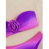 imageFloerns Womens 2 Piece Ombre 3D Floral Appliques Bikini Set Tube Top High Cut SwimsuitPurple