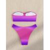 imageFloerns Womens 2 Piece Ombre 3D Floral Appliques Bikini Set Tube Top High Cut SwimsuitPurple