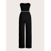 imageFloerns Womens 2 Piece Outfit Bandeau Crop Tube Top and Wide Leg Pants SetBlack