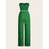 imageFloerns Womens 2 Piece Outfit Bandeau Crop Tube Top and Wide Leg Pants SetGreen