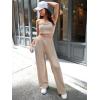 imageFloerns Womens 2 Piece Outfit Bandeau Crop Tube Top and Wide Leg Pants SetKhaki