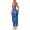 imageFloerns Womens 2 Piece Outfit Floral Print Crop Tube Top and Pencil Skirt SetBlue