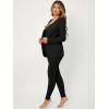 imageFloerns Womens 2 Piece Outfit Open Front Blazer Jacket with Leggings Set Business SuitBlack