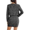 imageFloerns Womens 2 Piece Outfit Plaid Print Open Front Jacket and Bodycon Skirt SetBlack