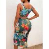 imageFloerns Womens 2 Piece Outfit Scoop Neck Crop Tank Top Tie Front Pencil Skirt SetA Dark Green