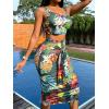 imageFloerns Womens 2 Piece Outfit Scoop Neck Crop Tank Top Tie Front Pencil Skirt SetA Dark Green