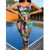 imageFloerns Womens 2 Piece Outfit Scoop Neck Crop Tank Top Tie Front Pencil Skirt SetBlue Floral