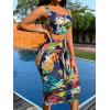 imageFloerns Womens 2 Piece Outfit Scoop Neck Crop Tank Top Tie Front Pencil Skirt SetBlue Floral