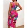 imageFloerns Womens 2 Piece Outfit Scoop Neck Crop Tank Top Tie Front Pencil Skirt SetHot Pink