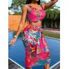 imageFloerns Womens 2 Piece Outfit Scoop Neck Crop Tank Top Tie Front Pencil Skirt SetHot Pink