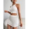 imageFloerns Womens 2 Piece Outfit Tie Back Halter Cami Top and Bodycon Skirt SetWhite