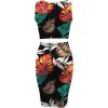 imageFloerns Womens 2 Piece Outfit Tropical Print Scoop Neck Tank Top Pencil Skirt SetBlack