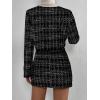 imageFloerns Womens 2 Piece Outfits Plaid Tweed Blazer Long Sleeve Jacket and Skirt SetBlack Ink