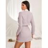imageFloerns Womens 2 Piece Outfits Plaid Tweed Blazer Long Sleeve Jacket and Skirt SetDusty Purple