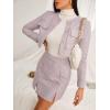 imageFloerns Womens 2 Piece Outfits Plaid Tweed Blazer Long Sleeve Jacket and Skirt SetDusty Purple