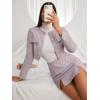 imageFloerns Womens 2 Piece Outfits Plaid Tweed Blazer Long Sleeve Jacket and Skirt SetDusty Purple