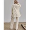 imageFloerns Womens 2 Piece Outfits Slit Hem Longline Blouse and Wide Leg Pants SetA Beige