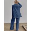 imageFloerns Womens 2 Piece Outfits Slit Hem Longline Blouse and Wide Leg Pants SetA Dusty Blue