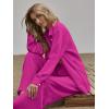 imageFloerns Womens 2 Piece Outfits Slit Hem Longline Blouse and Wide Leg Pants SetA Hot Pink