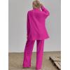imageFloerns Womens 2 Piece Outfits Slit Hem Longline Blouse and Wide Leg Pants SetA Hot Pink