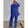 imageFloerns Womens 2 Piece Outfits Slit Hem Longline Blouse and Wide Leg Pants SetA Royal Blue