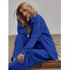 imageFloerns Womens 2 Piece Outfits Slit Hem Longline Blouse and Wide Leg Pants SetA Royal Blue