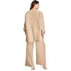 imageFloerns Womens 2 Piece Outfits Slit Hem Longline Blouse and Wide Leg Pants SetApricot Plain