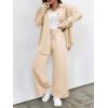 imageFloerns Womens 2 Piece Outfits Slit Hem Longline Blouse and Wide Leg Pants SetBeige Plus Size