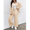 imageFloerns Womens 2 Piece Outfits Slit Hem Longline Blouse and Wide Leg Pants SetBeige Plus Size