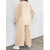 imageFloerns Womens 2 Piece Outfits Slit Hem Longline Blouse and Wide Leg Pants SetBeige Plus Size