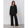 imageFloerns Womens 2 Piece Outfits Slit Hem Longline Blouse and Wide Leg Pants SetBlack