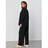 imageFloerns Womens 2 Piece Outfits Slit Hem Longline Blouse and Wide Leg Pants SetBlack