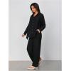 imageFloerns Womens 2 Piece Outfits Slit Hem Longline Blouse and Wide Leg Pants SetBlack
