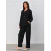 imageFloerns Womens 2 Piece Outfits Slit Hem Longline Blouse and Wide Leg Pants SetBlack
