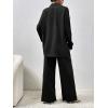 imageFloerns Womens 2 Piece Outfits Slit Hem Longline Blouse and Wide Leg Pants SetBlack Dull