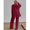 imageFloerns Womens 2 Piece Outfits Slit Hem Longline Blouse and Wide Leg Pants SetBurgundy