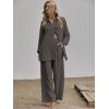 imageFloerns Womens 2 Piece Outfits Slit Hem Longline Blouse and Wide Leg Pants SetChocolate Brown