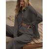 imageFloerns Womens 2 Piece Outfits Slit Hem Longline Blouse and Wide Leg Pants SetChocolate Brown