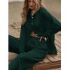 imageFloerns Womens 2 Piece Outfits Slit Hem Longline Blouse and Wide Leg Pants SetDark Green