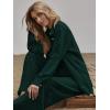 imageFloerns Womens 2 Piece Outfits Slit Hem Longline Blouse and Wide Leg Pants SetDark Green