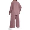 imageFloerns Womens 2 Piece Outfits Slit Hem Longline Blouse and Wide Leg Pants SetDusty Pink