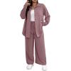 imageFloerns Womens 2 Piece Outfits Slit Hem Longline Blouse and Wide Leg Pants SetDusty Pink