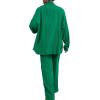 imageFloerns Womens 2 Piece Outfits Slit Hem Longline Blouse and Wide Leg Pants SetGreen