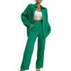 imageFloerns Womens 2 Piece Outfits Slit Hem Longline Blouse and Wide Leg Pants SetGreen